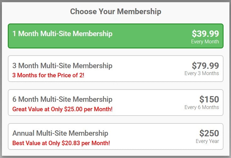 membership options and pricing