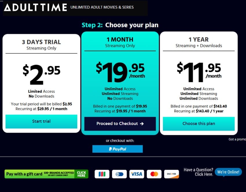 Adult Time pricing without our discount adult time pricing